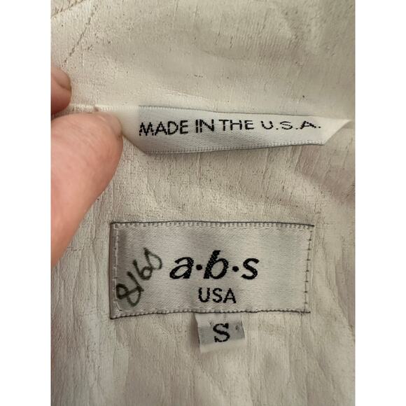 VINTAGE 90s ABS WHITE POLYURETHANE MOTO BIKER JACKET S - Picture 8 of 13